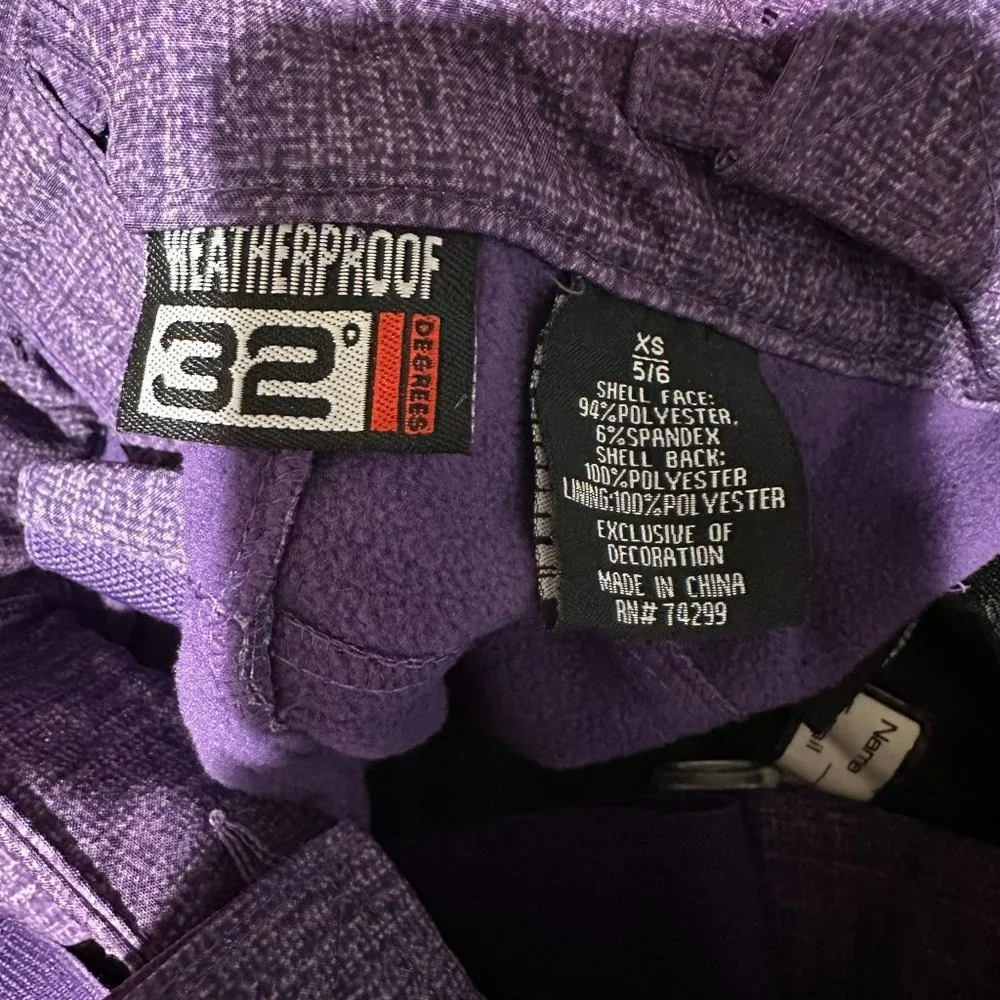Weatherproof 32 degrees Purple Ski Pants Kids Size XS 5 6 Girls Snow Winter